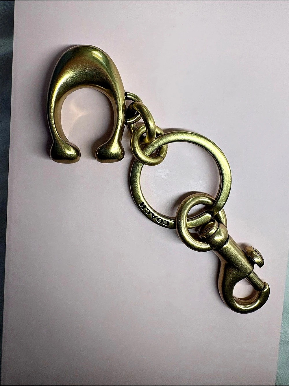 LARGE BRASS C LOGO COACH KEYCHAIN CHARM